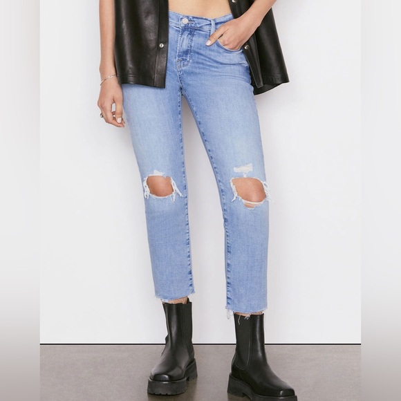 Frame jeans le garçon crop women’s size 32 light wash distressed pants cebu rips - Picture 1 of 7